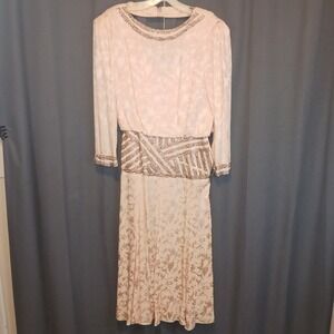 Roaring 20s Style‎ Dress 100% Silk D'ore Vintage Dramatic Plunging Back Pink  6